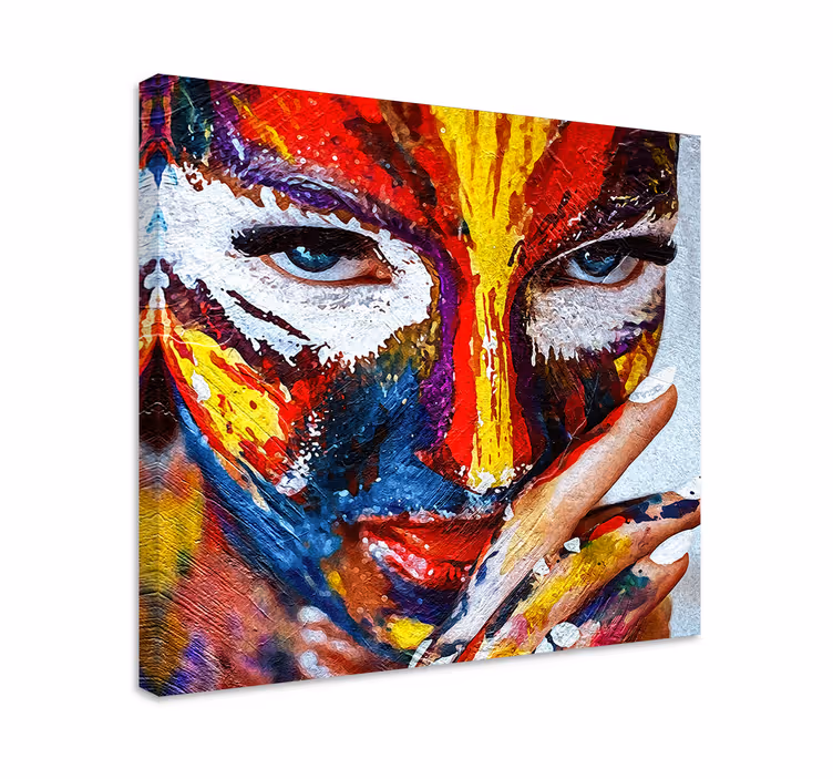 Colorful face art kompozicija ljudi in likov na platnu - TenStickers
