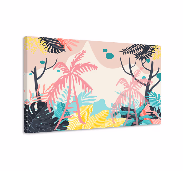 Tropical nature scene slikarsko platno z rožami - TenStickers
