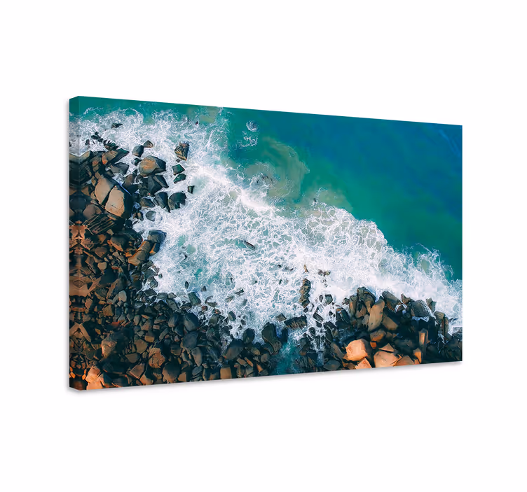Ocean waves meeting rocks slikanje na platnu - TenStickers