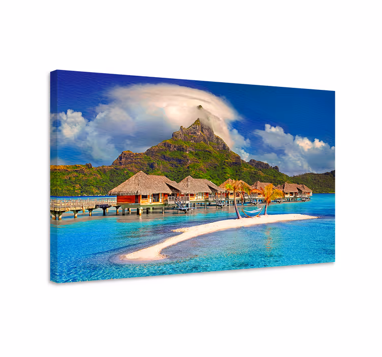 Hiške na plaži krajinsko platno - TenStickers