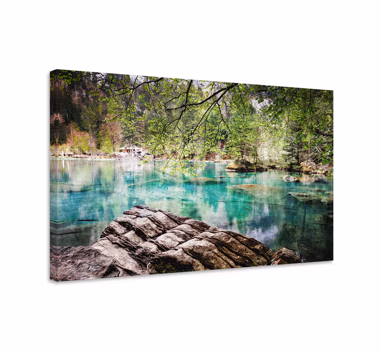 Serene lake mirror platno slika zemljevidov - TenStickers