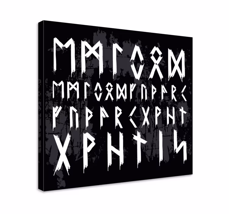 Vikinška abeceda, vintage nordijski odtisi na platnu - TenStickers