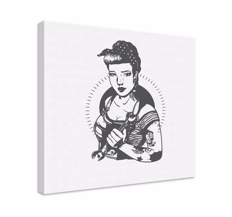 Portret močne ženske Kompozicija ljudi in likov na platnu - TenStickers