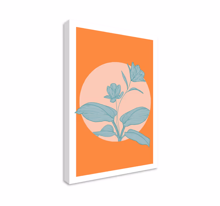 Orange stylised illustration slikarsko platno z rožami - TenStickers