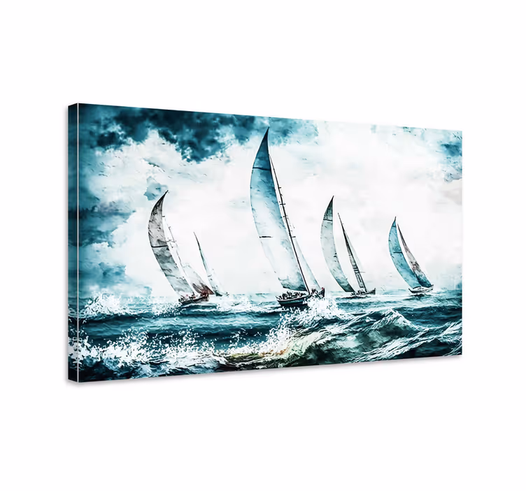 Pintura veleros en el mar Dekorativno platno za jedilnico - TenStickers