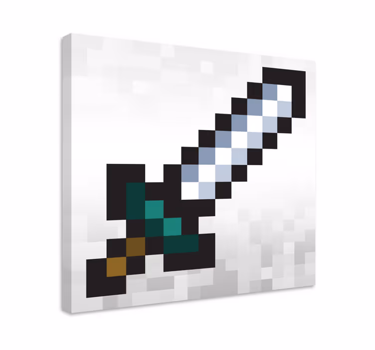 Pixel meč tisk video iger na platno - TenStickers