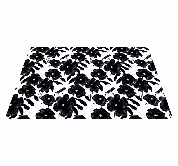 Black poppy cvetlična vinilna preproga - TenStickers