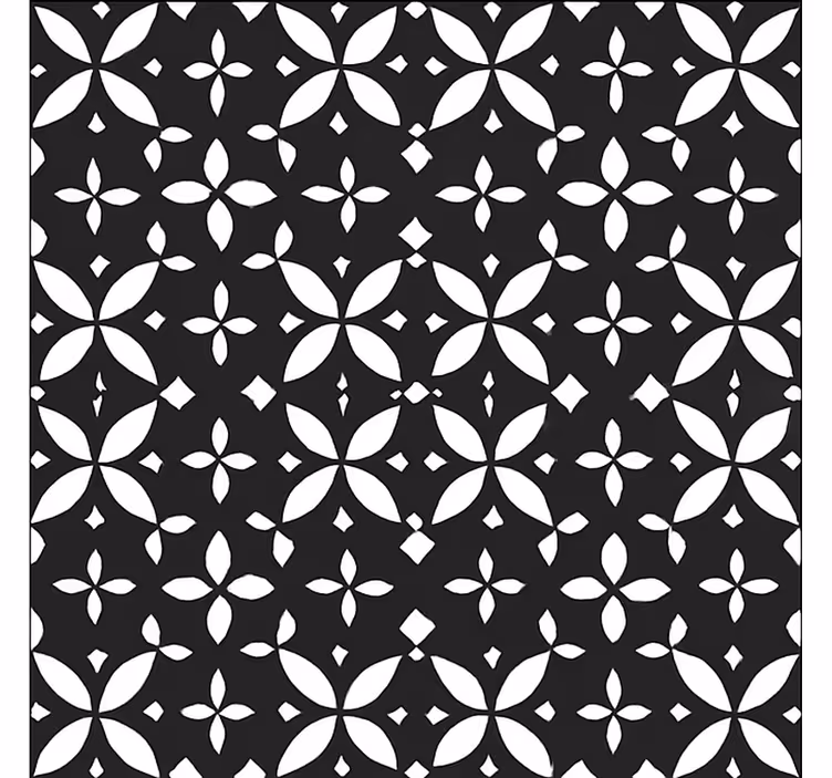 črni cvetlični geometrijski Vinilna preproga za jedilnico - TenStickers