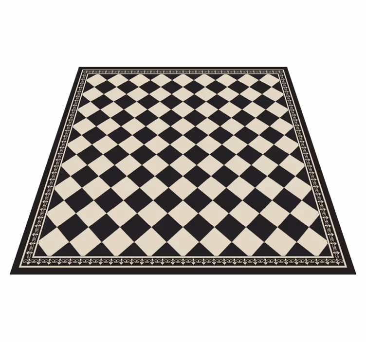 Black checkerboard vinilna preproga za dnevno sobo - TenStickers