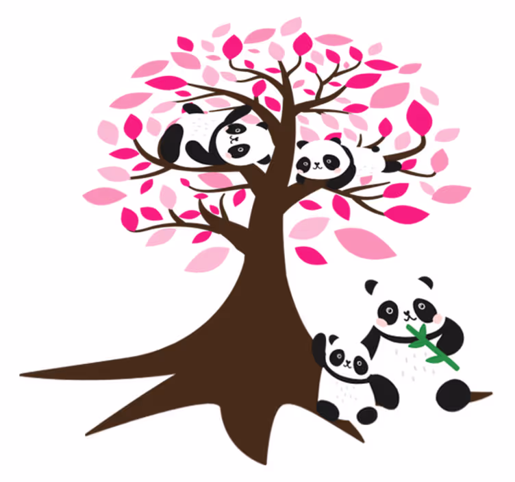Tepih z živalskim potiskom drevo s pandami - TenStickers