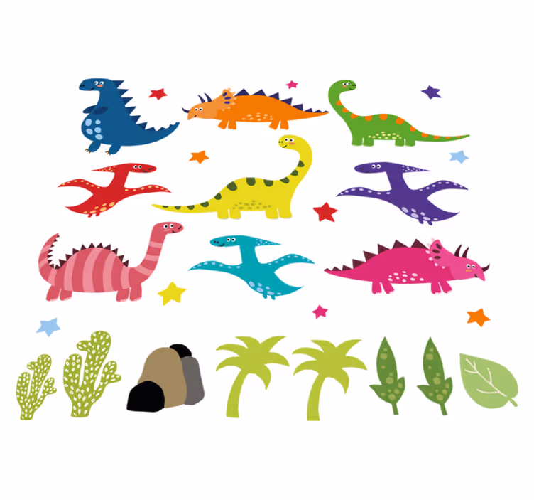 Tepih z živalskim potiskom nordijski dinozavri v barvah - TenStickers
