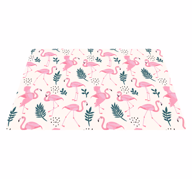 Tepih z živalskim potiskom flamingo motiv z listjem - TenStickers