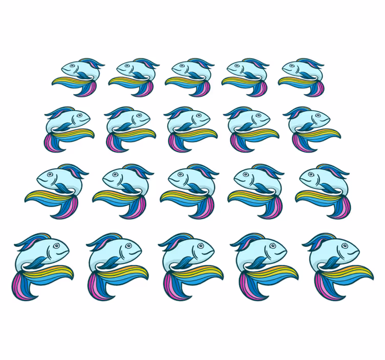 Tepih z živalskim potiskom modra neon riba - TenStickers