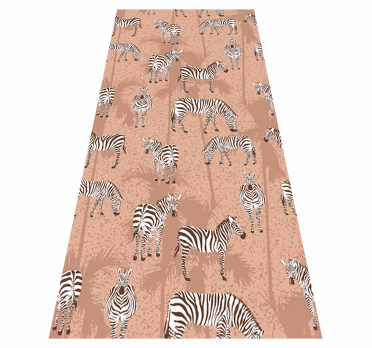 Tepih z živalskim potiskom zebra in palme rjave - TenStickers