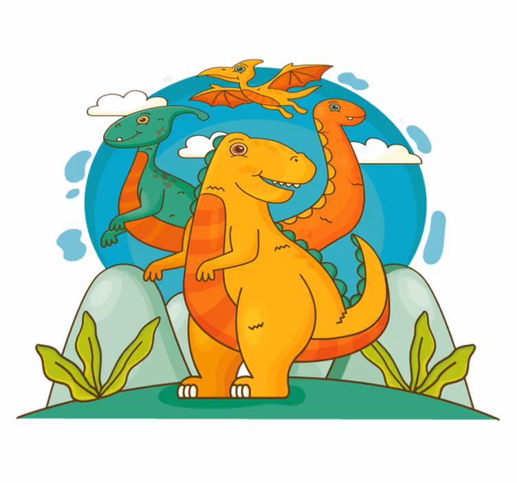 Tepih z živalskim potiskom dinosavčki v džungli - TenStickers