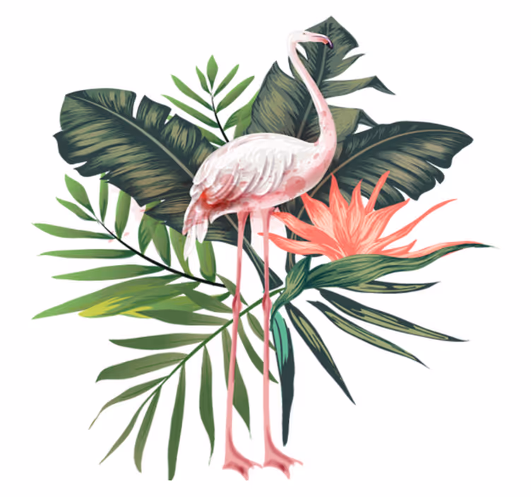 Tepih z živalskim potiskom akvarelni flamingo in listi - TenStickers