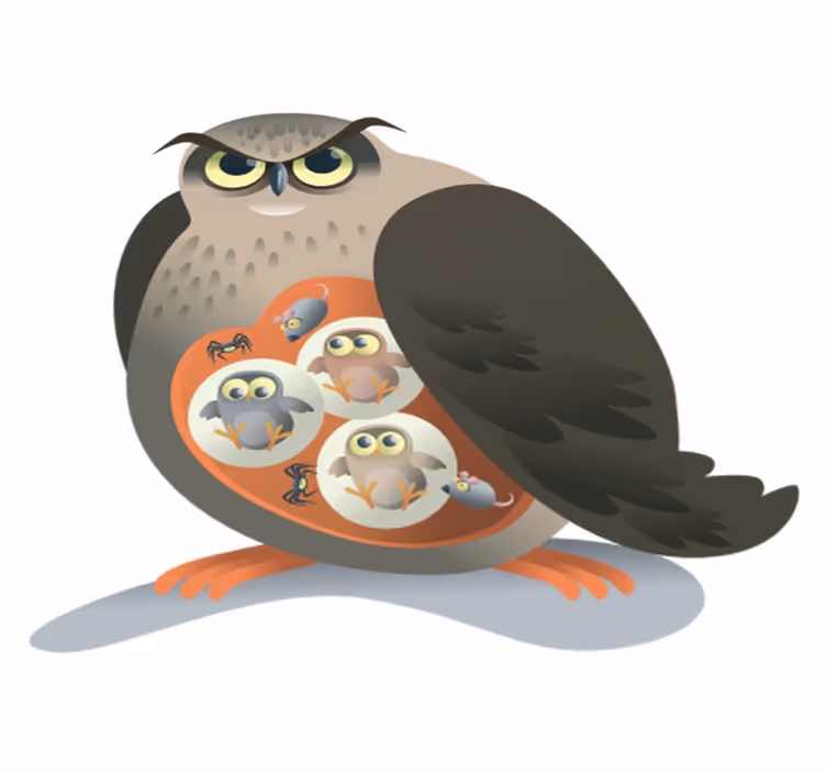 Tepih z živalskim potiskom mati sova - TenStickers