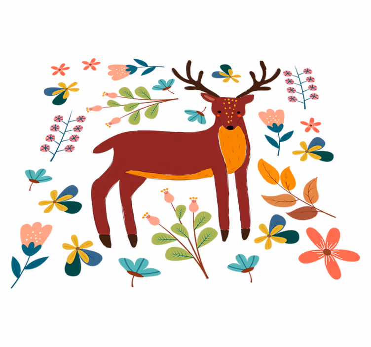 Tepih z živalskim potiskom ilustracija pravljičnega jelena - TenStickers