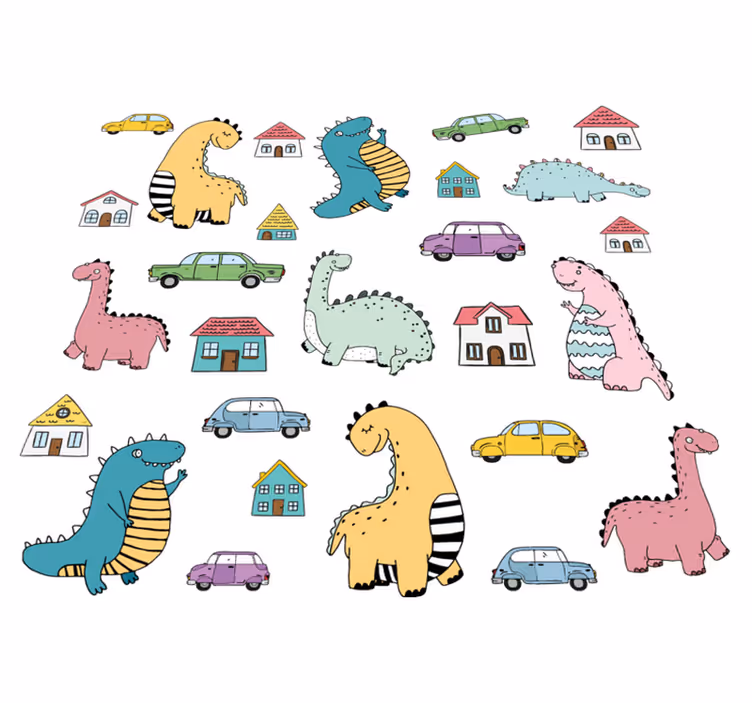 Tepih z živalskim potiskom barvite dinozavre - TenStickers