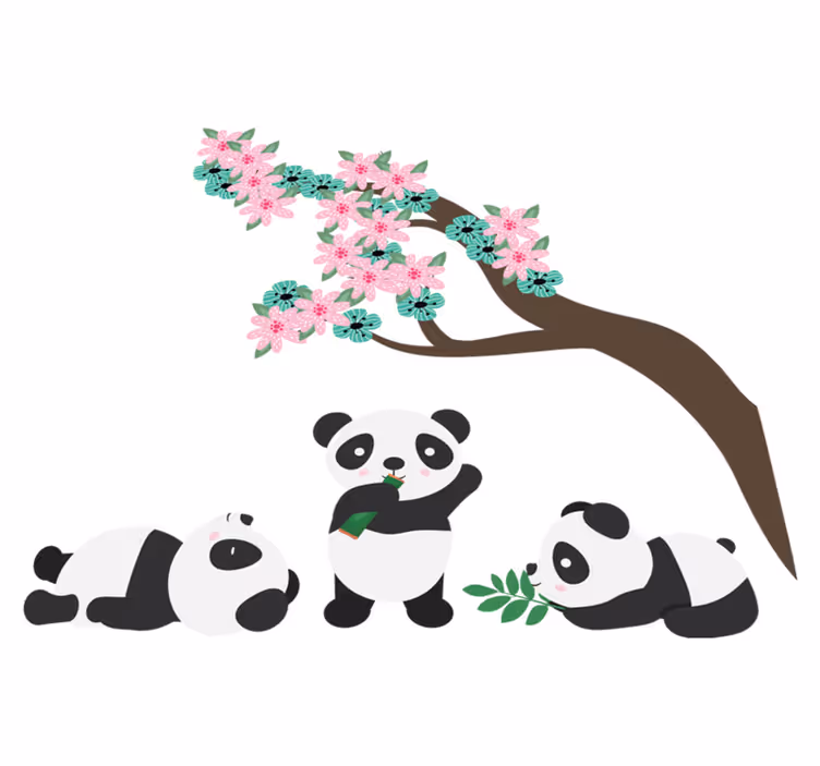 Tepih z živalskim potiskom plesni panda klan - TenStickers
