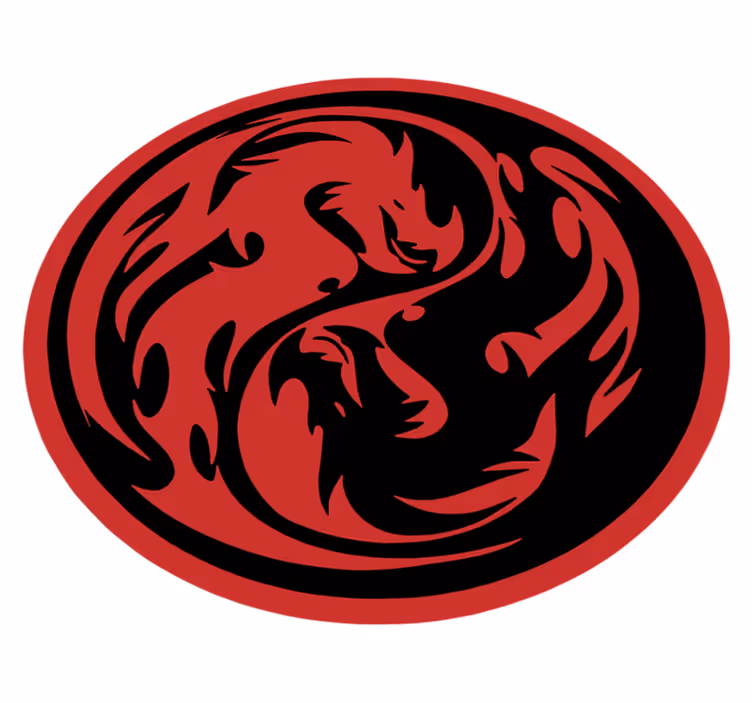 Tepih z živalskim potiskom zmaja yin yang - TenStickers