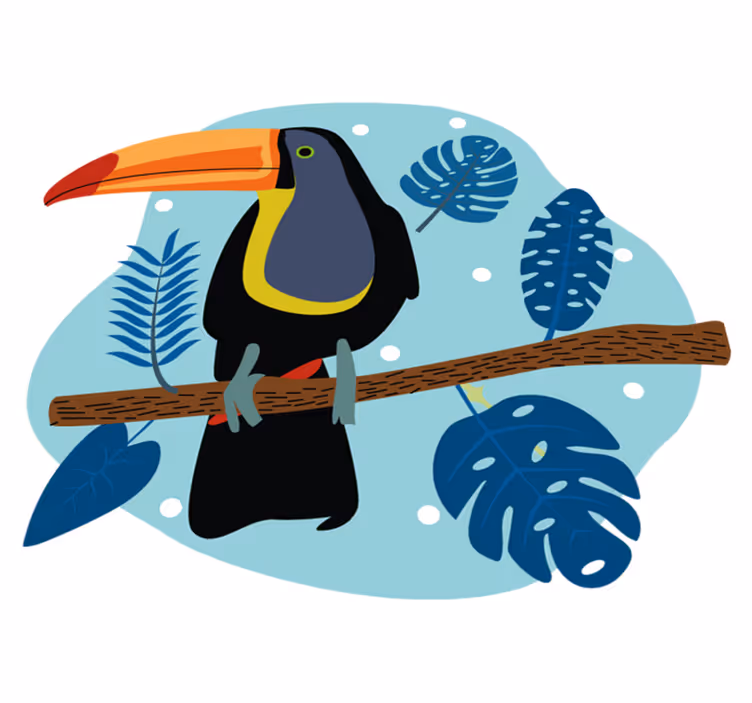 Tepih z živalskim potiskom tukan na veji - TenStickers