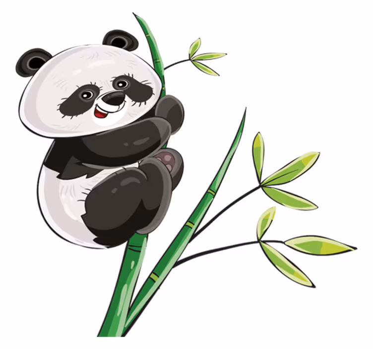 Tepih z živalskim potiskom panda plezajoča bambusova - TenStickers