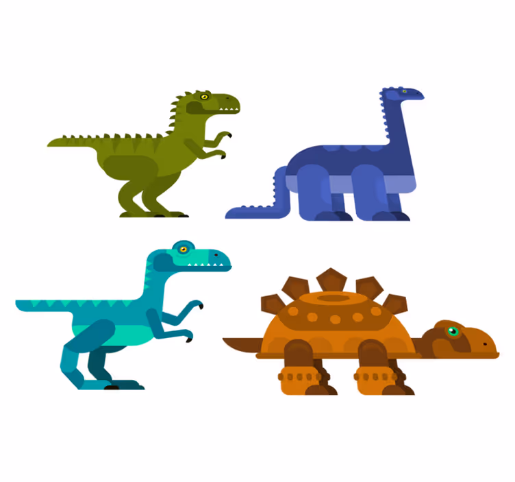 Tepih z živalskim potiskom barvni premikajoči dinozavri - TenStickers