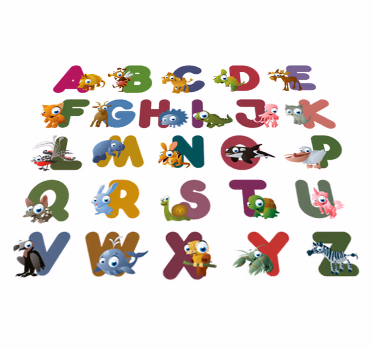 Tepih z živalskim potiskom Živalska abeceda - TenStickers