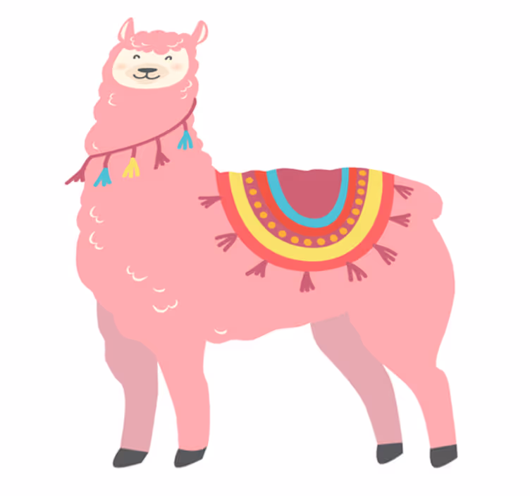 Tepih z živalskim potiskom roza llama - TenStickers