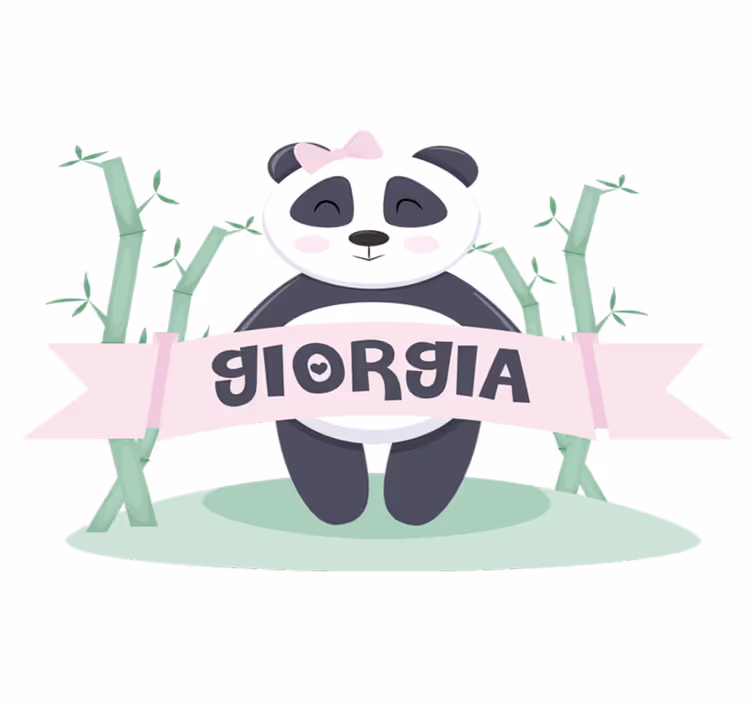 Tepih z živalskim potiskom punčka panda z imenom - TenStickers