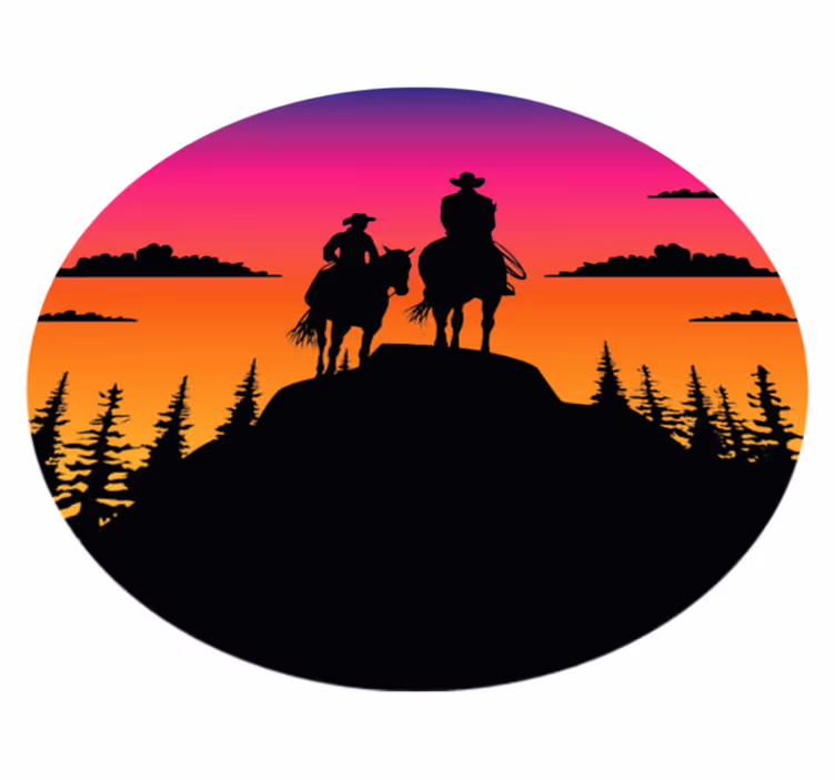 Tepih z živalskim potiskom gore divji zahod in konji - TenStickers