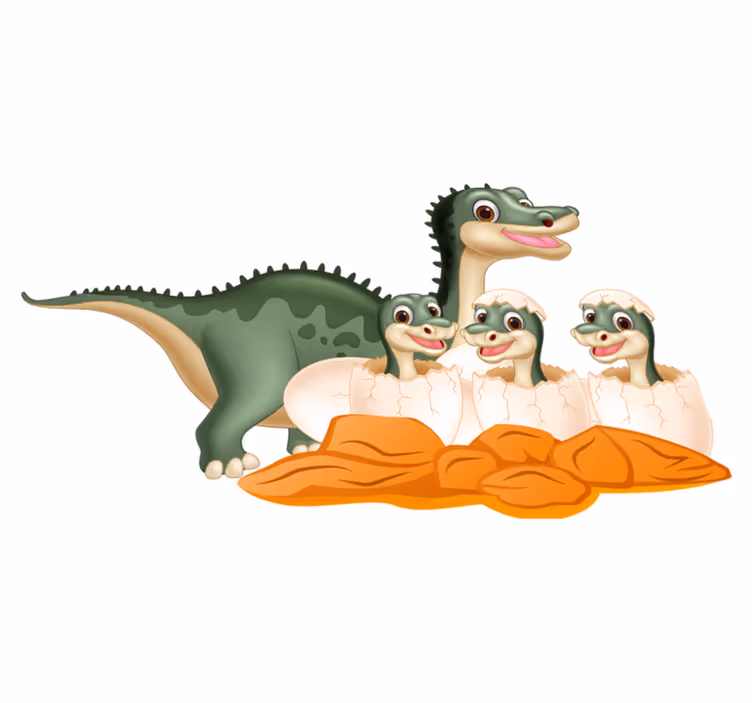 Tepih z živalskim potiskom ljubka družina dinozavrov - TenStickers