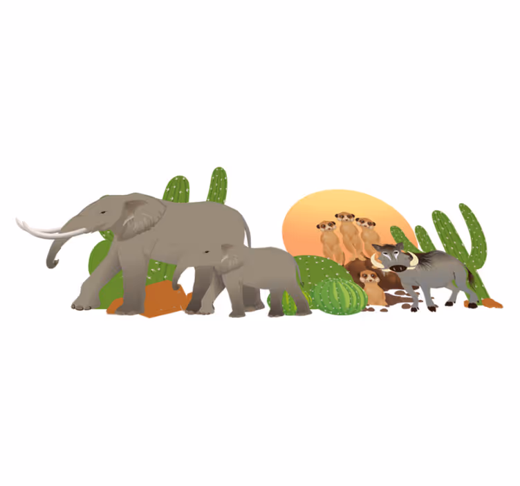 Tepih z živalskim potiskom safari scena živali - TenStickers