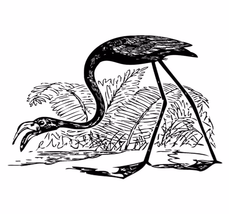 Tepih z živalskim potiskom flamingo z praproti - TenStickers