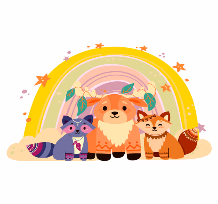 Tepih z živalskim potiskom Čarobna bitja trio - TenStickers
