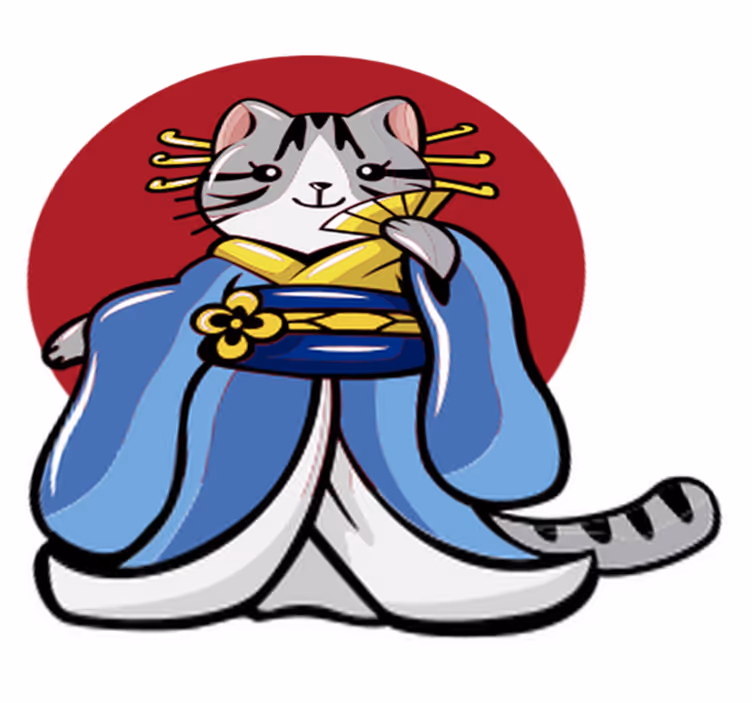 Tepih z živalskim potiskom japonska dekorativna mačka - TenStickers