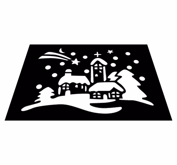 Božična vinilna preproga Črno-belo mesto - TenStickers
