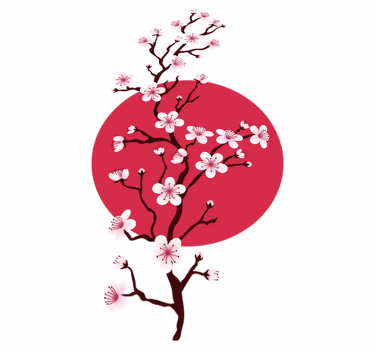 Cvetlična vinilna preproga veje japonske češnje - TenStickers