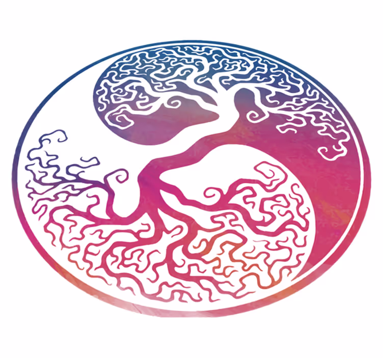 Cvetlična vinilna preproga drevo življenja yin yang - TenStickers