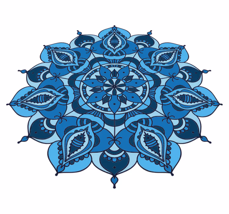 Cvetlična vinilna preproga modra mandala lotus - TenStickers
