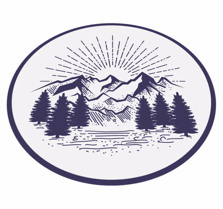 Cvetlična vinilna preproga gorska pokrajina krog - TenStickers