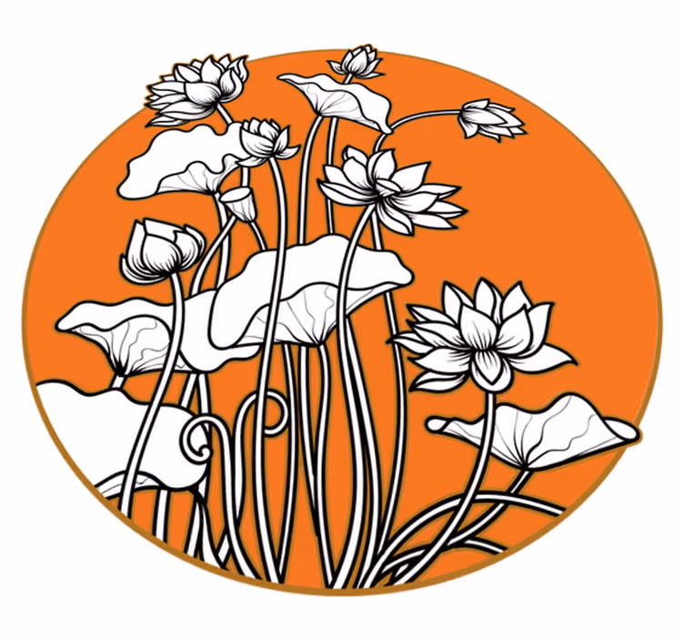 Cvetlična vinilna preproga v slogu ilustracije lotosa - TenStickers