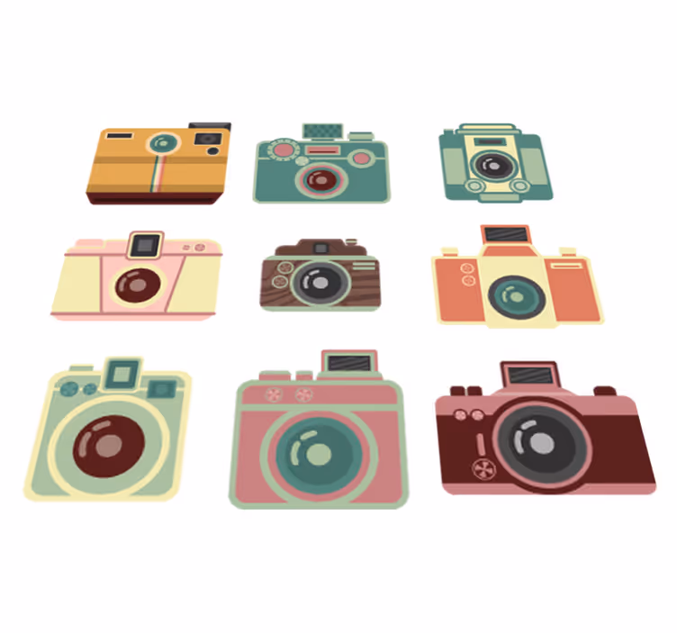 Vinilna preproga za jedilnico vintage fotoaparati - TenStickers