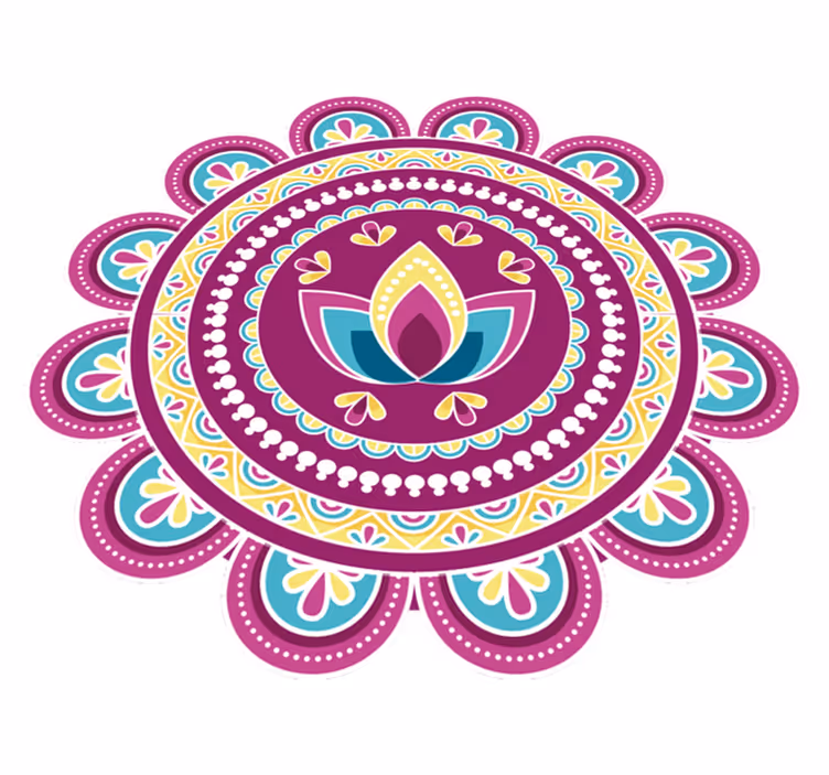 Cvetlična vinilna preproga barvita lotosova mandala - TenStickers