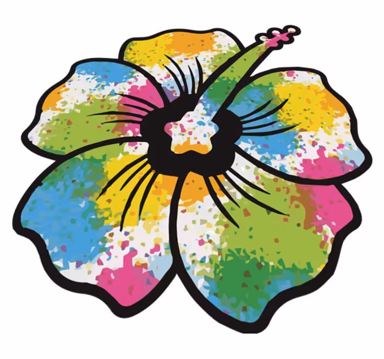 Vinilne preproge za spalnico barvit hibiskusov cvet - TenStickers