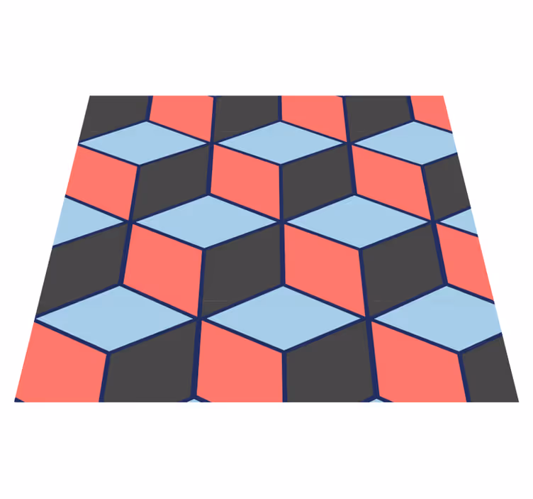 Vinilne preproge za spalnico geometrijski kvadrati 3d - TenStickers