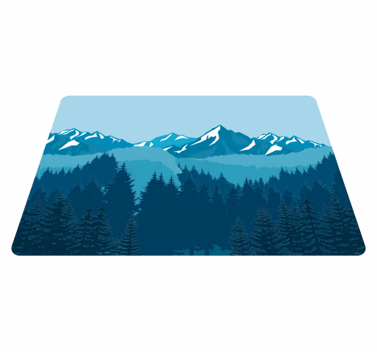 Naravne vinilnea preproga poln modro-zelenih pokrajin - TenStickers
