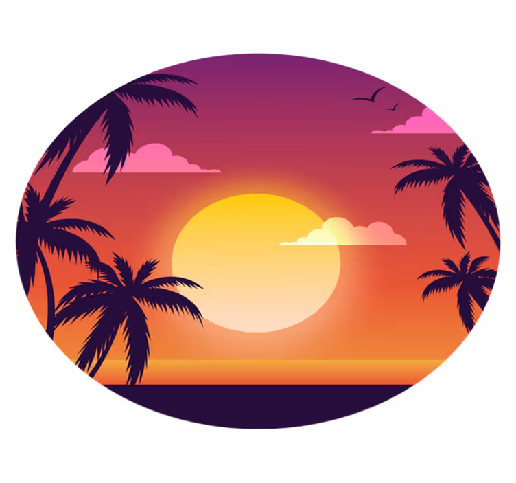 Naravne vinilne preproga sončni zahod 70-ih - TenStickers