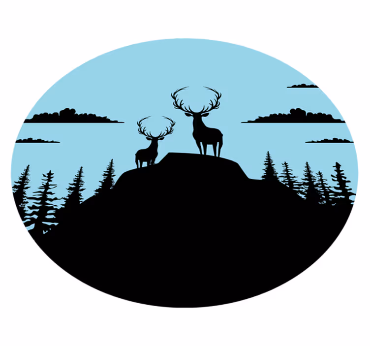 Naravne vinilne preproga gora z jelenčki - TenStickers